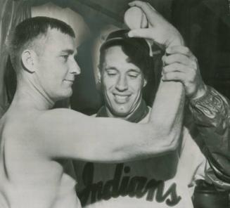 Bob Feller Inspecting Bob Lemon's Arm photograph, probably 1951