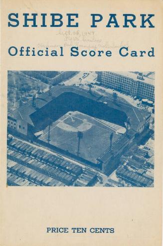 Washington Senators versus Philadelphia Athletics scorecard, 1949 September 25