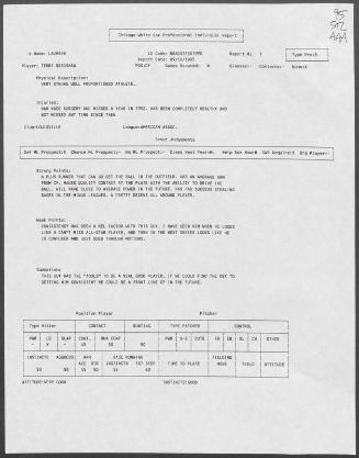 Terry Bradshaw scouting report, 1995 September 10