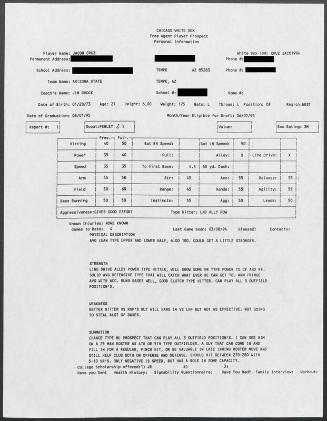 Jacob Cruz scouting report, 1994 March 08