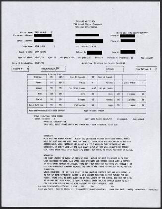 Troy Glaus scouting report, 1997 February 23