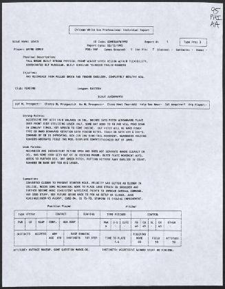 Wayne Gomes scouting report, 1995 August 15