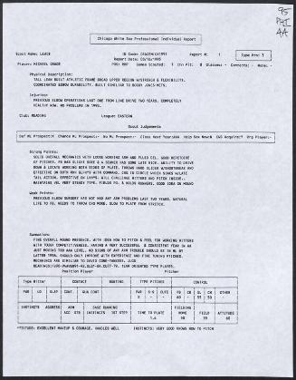 Mike Grace scouting report, 1995 August 16