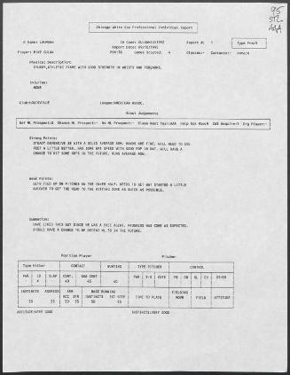Mike Gulan scouting report, 1995 September 10