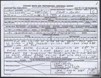 Billy Hatcher scouting report, 1990 September 17