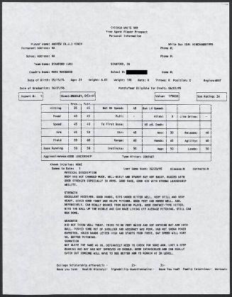 A.J. Hinch scouting report, 1995 February 20