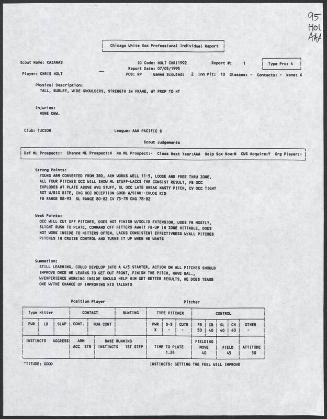 Chris Holt scouting report, 1995 July 05