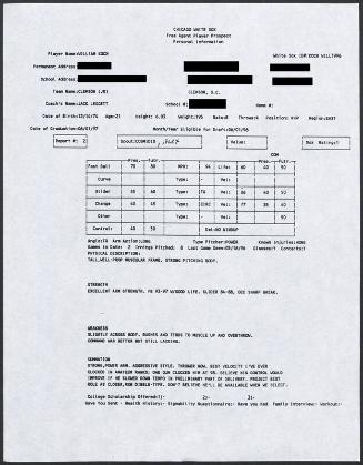 Billy Koch scouting report, 1996 May 16