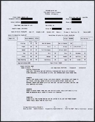 Travis Lee scouting report, 1996 March 17