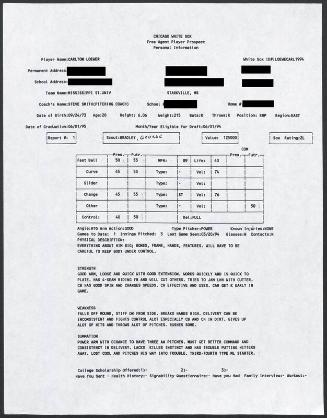 Carlton Loewer scouting report, 1994 March 20