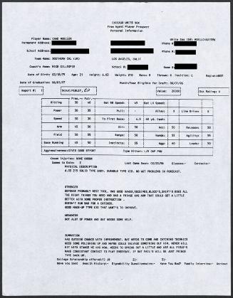 Chad Moeller scouting report, 1996 February 23