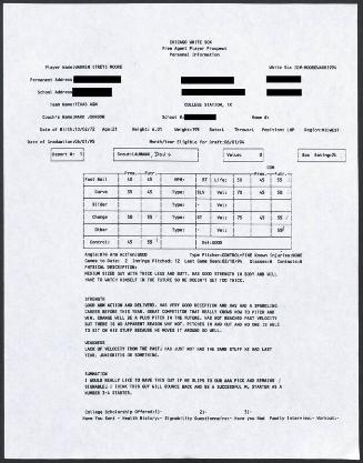 Trey Moore scouting report, 1994 February 18