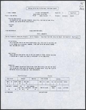 Chad Mottola scouting report, 1995 September 10
