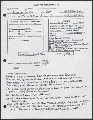 Antonio Osuna scouting report, 1995 July 02