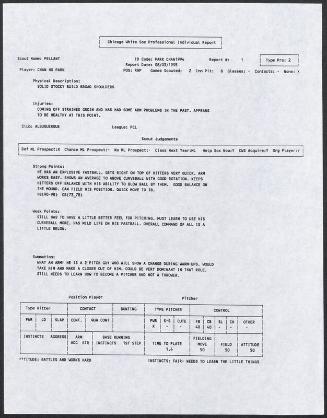 Chan Ho Park scouting report, 1995 August 03