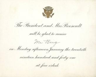 Moe Beg White House invitation, 1941 January 20