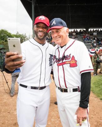 Craig Monroe and Phil Niekro Taking a Selfie photograph, 2017 May 27