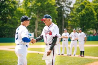 Steve Sax and Phil Niekro Shaking Hands photograph, 2017 May 27