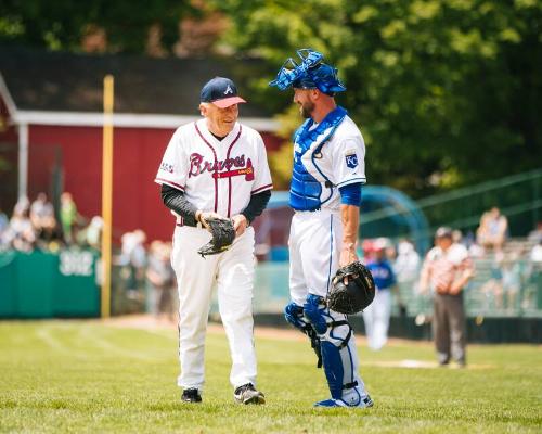 Phil Niekro and John Buck on the Field photograph, 2017 May 27