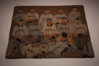 Home Team hooked rug wall hanging, 1990