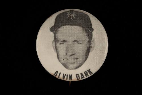 Alvin Dark pinback button, undated