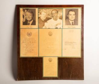 Hank Aaron, Jimmy Carter and Walter Mondale Collage plaque, 1977