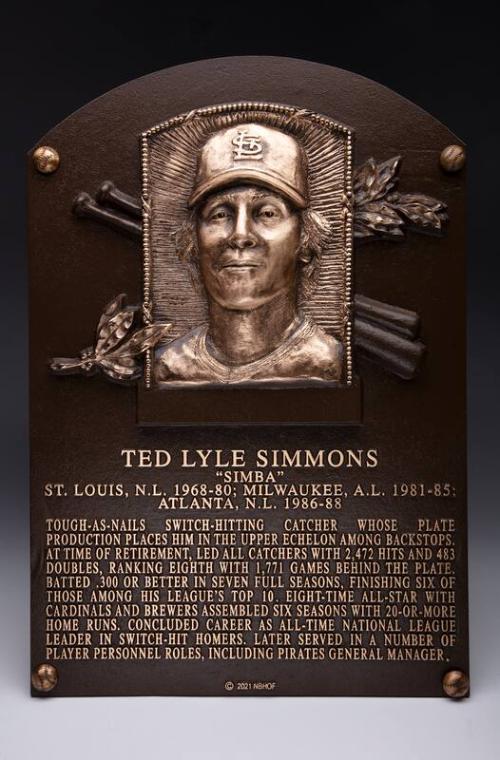 Ted Simmons Hall of Fame Induction plaque, 2021