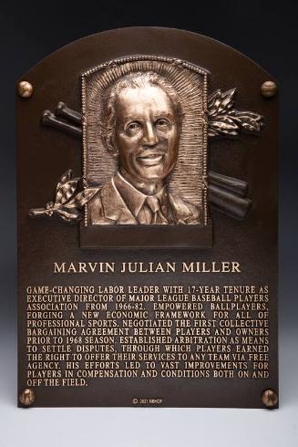 Marvin Miller Hall of Fame Induction plaque, 2020