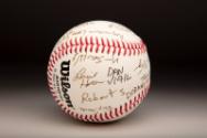 Tesuque Pueblo Autographed ball, 2021 July 04