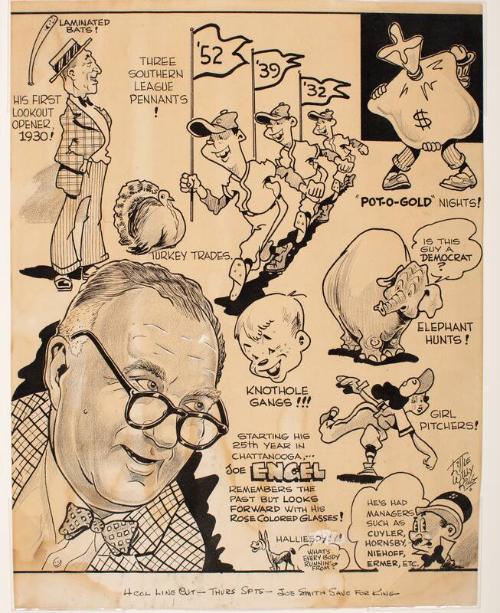 Joe Engel's 25th Year in Chattanooga cartoon, 1955