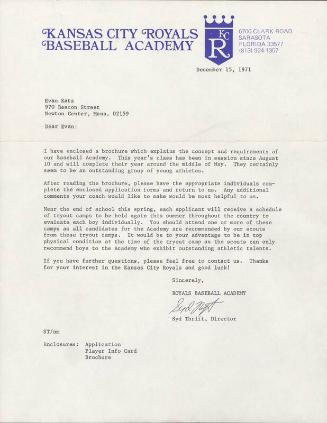 Letter from Syd Thrift to Evan Katz, 1971 December 15