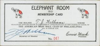 Elephant Room membership card, 1951