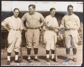 Babe Ruth, Lou Gehrig, Lloyd Waner, and Paul Waner photograph, 1927 October