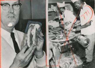 Hot Dogs Being Made and Wrapped photograph, 1963 September 17