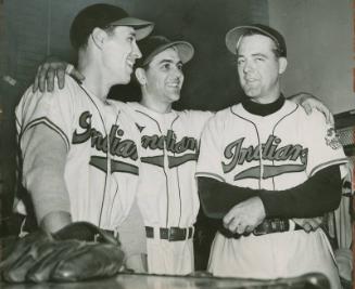 Bob Feller, Lou Boudreau, and Ken Keltner photograph, 1948 September 22