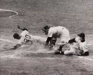 Monte Irvin Stealing Home photograph, 1951 October 04