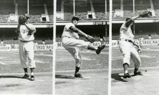 Sandy Koufax Three Pitching photographs, 1955