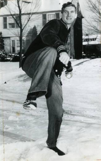 Hal Newhouser Throwing a Snowball photograph, probably 1945