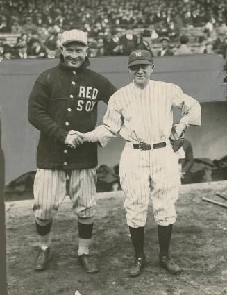 Frank Chance and Miller Huggins Shaking Hands photograph, 1923