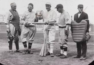 Ty Cobb with Bill Carrigan, Nick Altrock and Fred Clark photograph, 1930 September