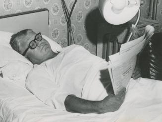 Jimmie Foxx Reading in Hospital photograph, 1959