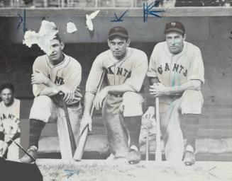 Mel Ott, Bill Terry, and Lefty O'Doul photograph, probably 1933