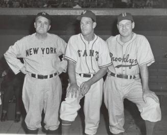 Mel Ott, Joe McCarthy, and Leo Durocher photograph, probably 1944