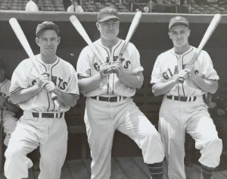 Mel Ott, Johnny Mize, and Willard Marshall photograph, probably 1942