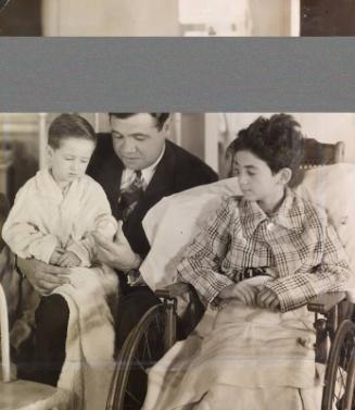 Babe Ruth with Two Boys at Hospital photograph, undated