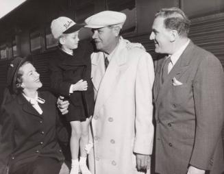 Babe Ruth, William Bendix, and Claire Trevor photograph, 1948 May 01