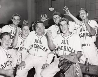 Babe Ruth Managing All American East Team photograph, 1945 August 29