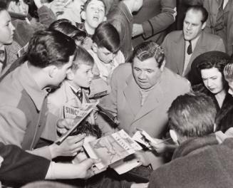 Babe Ruth Signing Autograph photograph, 1944 April 22