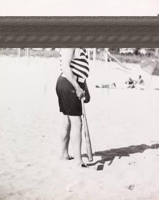 Babe Ruth with a Bat on the Beach photograph, 1930