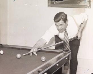Babe Ruth Playing Pool photograph, undated